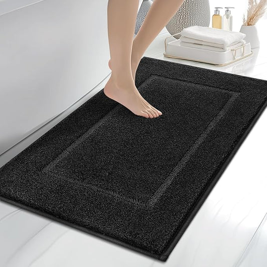 Bathroom Rugs 24" x 36", Non-Slip Extra Soft Absorbent Bath Rugs, Machine Washable Quick Dry Bath Mats for Bathroom Floor, Shower, Bathtub and Sink, Black