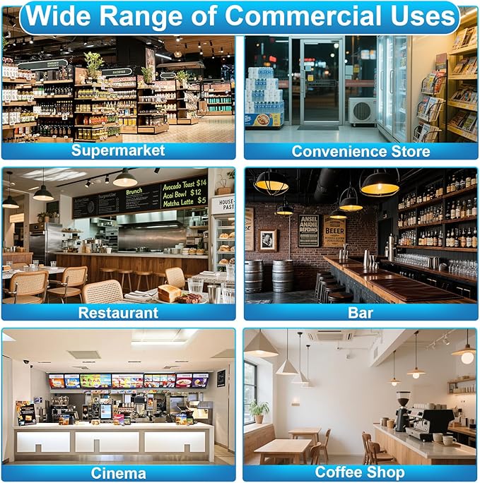 Commercial Beverage Refrigerator with 2 Glass Door, 41.3 Cu.Ft Display Fridge Beverage Cooler with Customizable Lightbox Adjustable Shelves, Drink Fridge Merchandiser for Restaurant Shop, Black