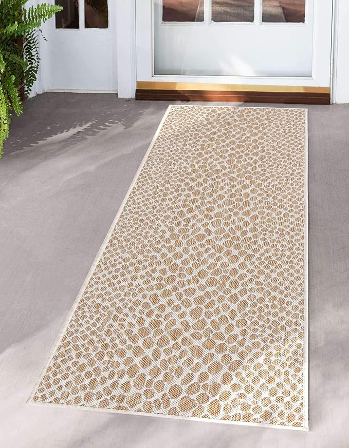 Unique Loom Outdoor Collection Area Rug - Cape Town (2' x 6' 1' Runner, Dark Beige/ Ivory)
