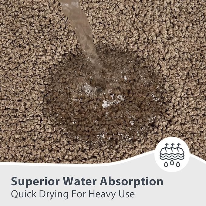 Bathroom Rugs 24" x 36", Non-Slip Extra Soft Absorbent Bath Rugs, Machine Washable Quick Dry Bath Mats for Bathroom Floor, Shower, Bathtub and Sink, Grayish Brown & Coffee