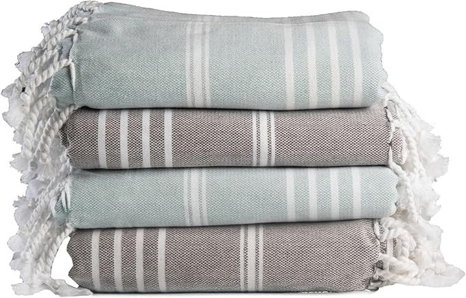Salt Earth 100% Cotton Sateen Weave Beach Towel, Set of 4-36" X72" Large Bath Towels, Quick Dry Towel, Bathroom, Beach Essentials, Gym, Quick Dry for Shower, Lightweight Large Towels (Blue Green)