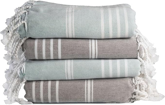 Salt Earth 100% Cotton Sateen Weave Beach Towel, Set of 4-36" X72" Large Bath Towels, Quick Dry Towel, Bathroom, Beach Essentials, Gym, Quick Dry for Shower, Lightweight Large Towels (Blue Green)