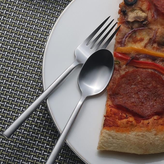 Alata Potter 40-Piece Forged Silverware Set, Service for 8 – Premium Stainless Steel Flatware Set, Modern Design with Satin Finish, Ideal for Home, Kitchen, Party, Camping