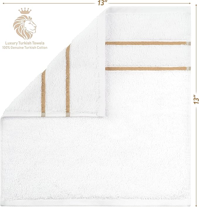 4 Packed White Washcloth Set, 100% Turkish Cotton Washcloths Washrags, Small Hand Face Towels for Bathroom and Kitchen, Sand Taupe