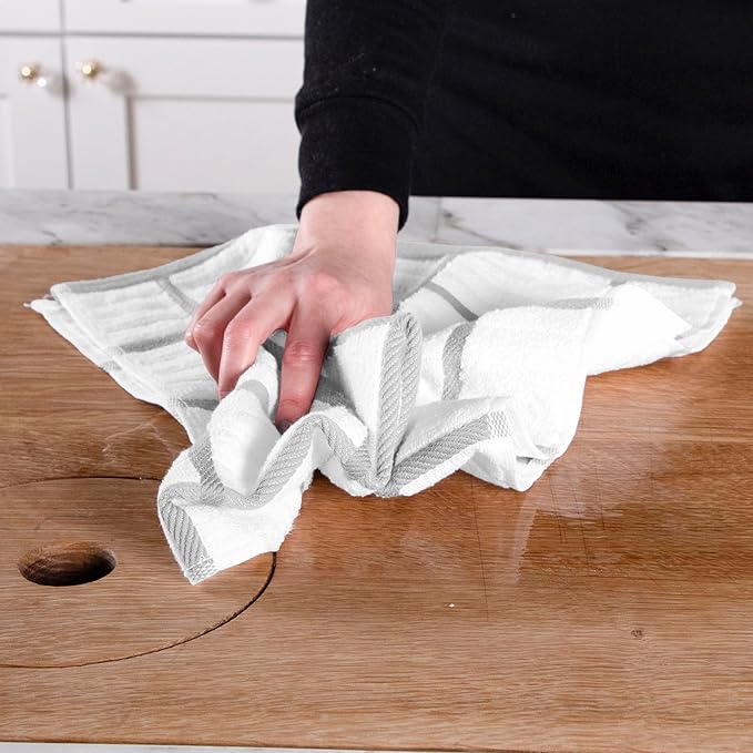 All-Clad Checked Kitchen Towel: Highly Absorbent, Super Soft Long Lasting - 100% Cotton, 17"x30" Tea Towel for Cleaning & Drying Dishes, Pans, Glassware, or Countertops, (1-Pack), Titanium Gray