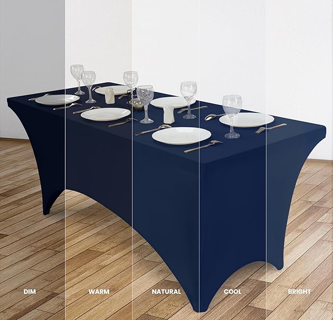 Utopia Kitchen 6FT Spandex Tablecloth [2 Pack, Navy Blue] 200 GSM Stretch, Fitted, Washable and Wrinkle Resistant Table Cloth Rectangle Cover for Trade Shows, Wedding, Parties [72Lx30Wx30H Inch]