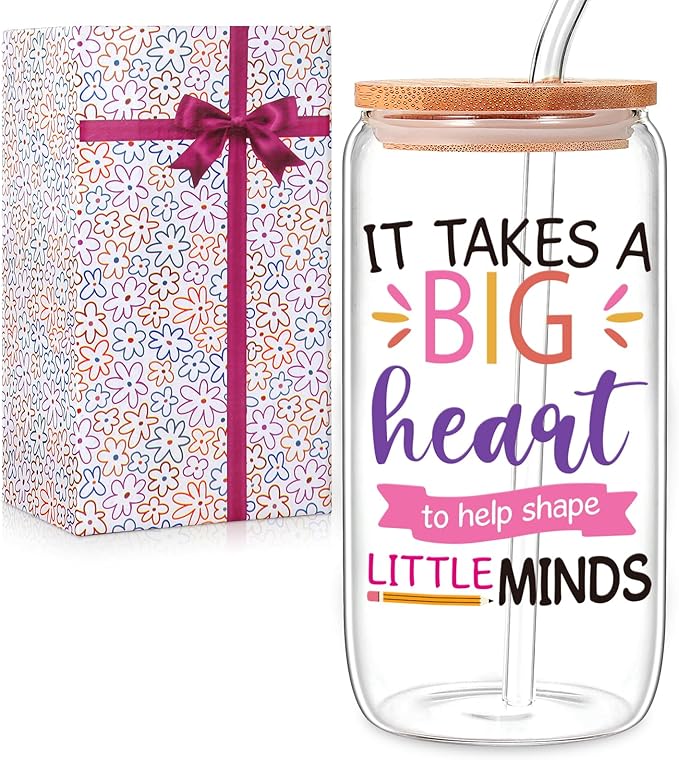 Gifts for Teachers，Appreciation Thank You Christmas & Birthday Ideas Valentines for Teacher, Back To School Gifts 16 Oz Coffee Glass（Teacher Ⅱ）