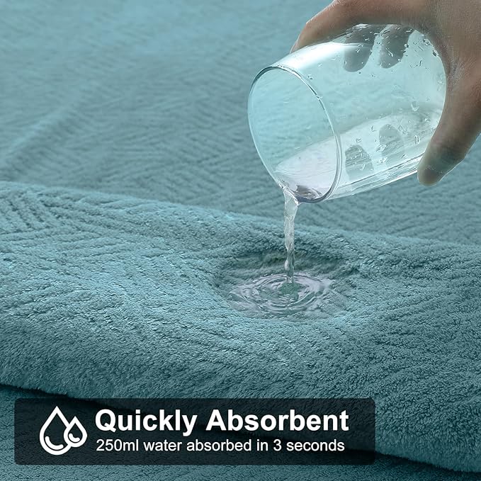 CHINO Turquoise Bath Towels Set of 8, 2 Oversized Towels/2 Hand Towels/4 Washcloths,600 GSM Bathroom Towel Large, Quick Dry Towel Soft Absorbent Shower Towels Luxury Bath Hotel Towel Set Collection