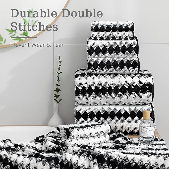 4 Piece Bath Towel Black Oversized Bath Sheet 35"x70" Bathroom Towel Extra Large Bath Towel Set Soft Highly Absorbent & Quick Dry Premium Towel Set for Bathroom 600GSM Shower Towel Spa Gym Hotel