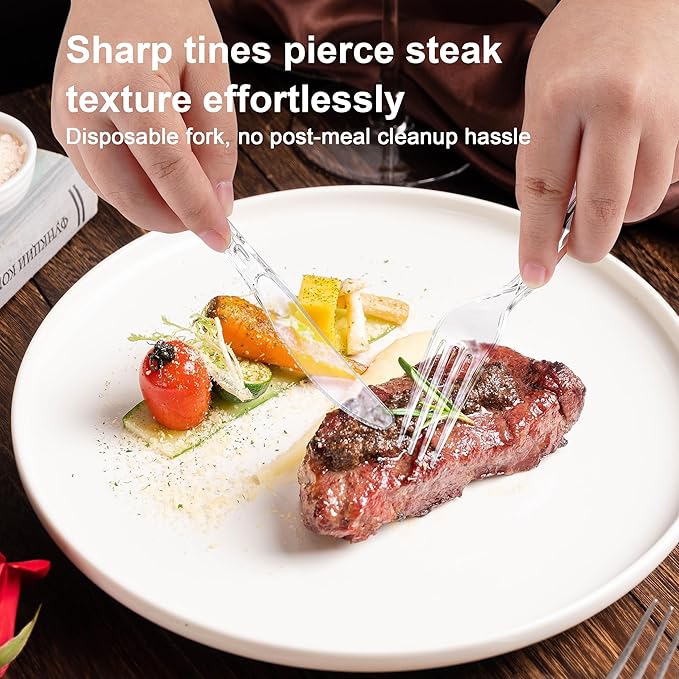 Pleafind 360 Count Disposable Plastic Forks - 7 Inch Heavy Duty, Food Grade Forks Disposable, BPA-Free Plastic Silverware for Parties, Picnics Catering and Everyday Use