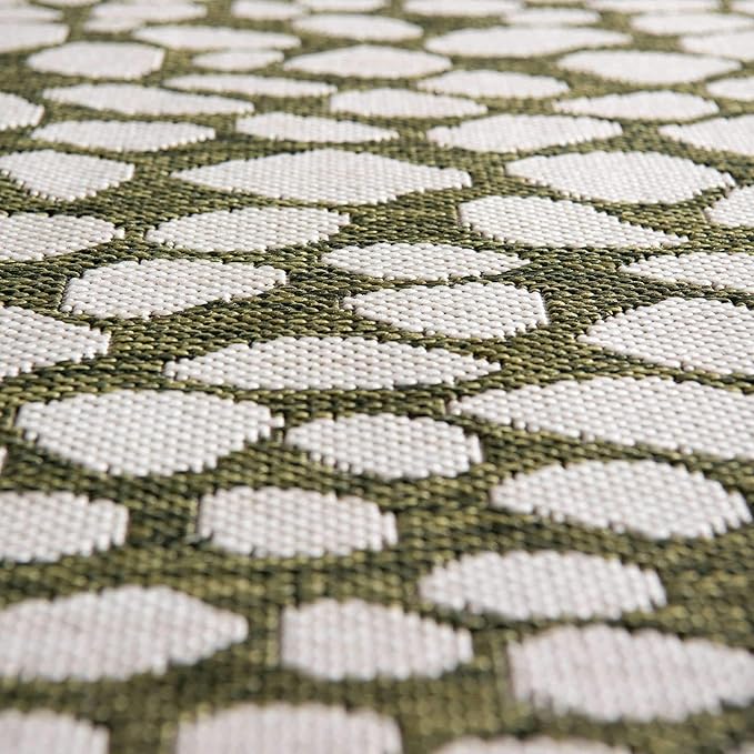 Unique Loom Outdoor Collection Area Rug - Cape Town (4' 1' Round, Green/ Ivory)
