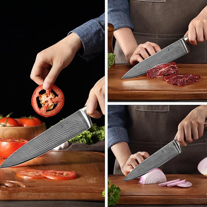 Wakoli EDIB 6-Piece Damascus Knife Set – Professional Chef Knives Set with VG10 Core Blades, 67-Layer Damascus Steel and Ergonomic Pakkawood Handles – Premium Kitchen Knives in Elegant Gift Box