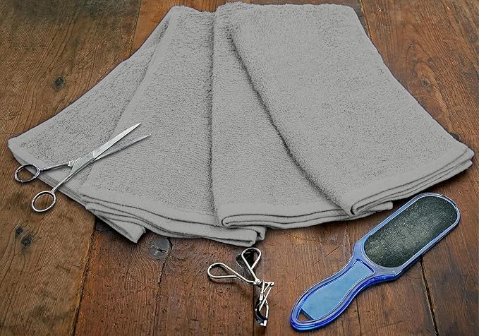 Softolle Salon Towels – Pack of 24 (16"x27") 100% Cotton Ring Spun – Ultra Soft, Highly Absorbent Hand Towels – Bulk for Spa, Gym & Salon (Silver Grey)