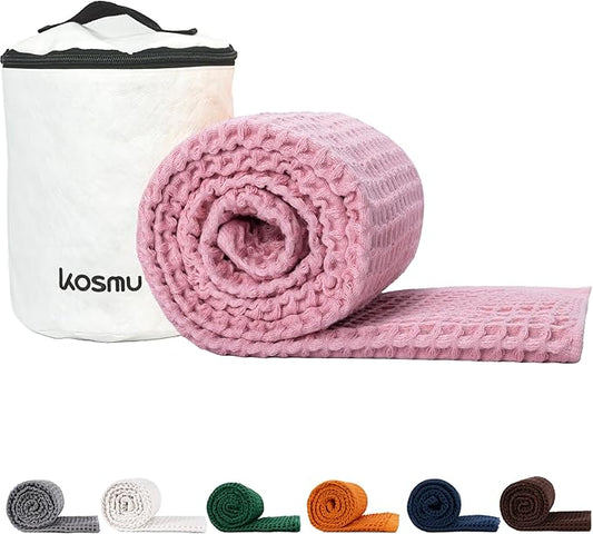 Luxury Organic Japanese Cotton Waffle Bath Towel | Thick, Absorbent, Quick Dry Bathroom Towels for Shower, Sauna, Onsen| Hotel & Spa Quality, Gift-Ready (Sakura Pink, Bath Towel, 55" x 34")