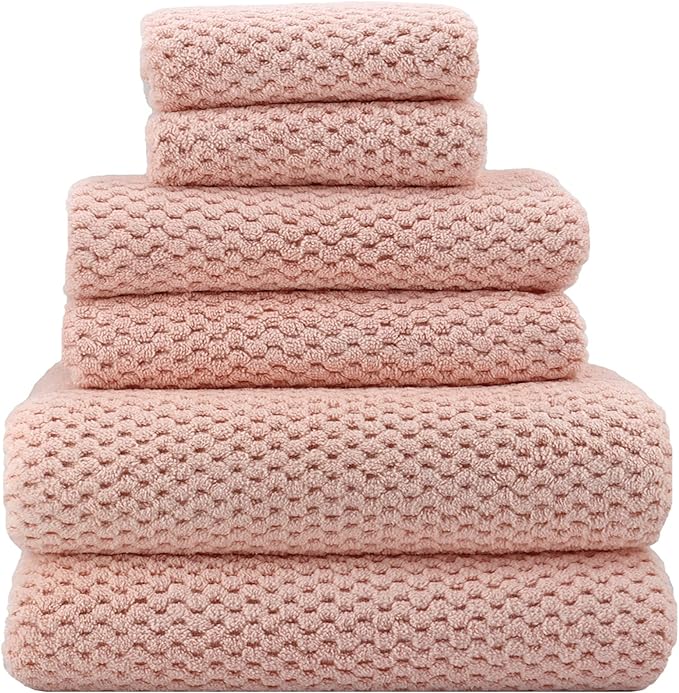 YTYC 29x59 Inch Extra Large Bath Towels Set of 6 Quick Dry Super Soft Microfiber Towels for Bathroom 80% Polyester (Pink,6)