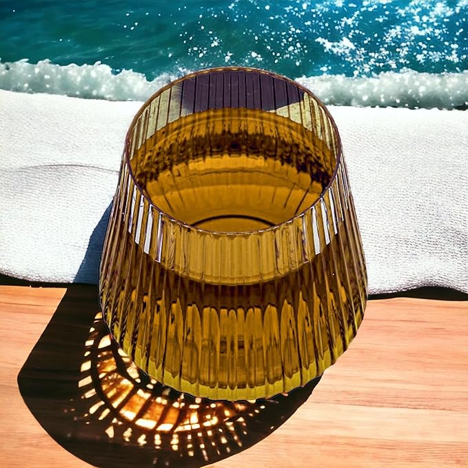 40 count Origami Ripple Unbreakable Stemless Plastic Wine Champagne Whiskey Glasses Elegant Durable Disposable Indoor Outdoor Ideal for Home, Office, Bars, Wedding, Ribbed 12 Ounce Cups (Clear)