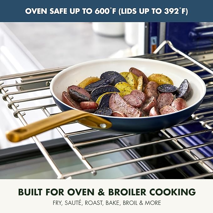 GreenPan Nonstick Reserve Pro 10 Piece Cookware Set, NSF Certified Ceramic, Hard Anodized PFAS-Free Pots & Pans Set with Lids, Stainless Steel Handles, Oven & Dishwasher Safe, Twilight Blue