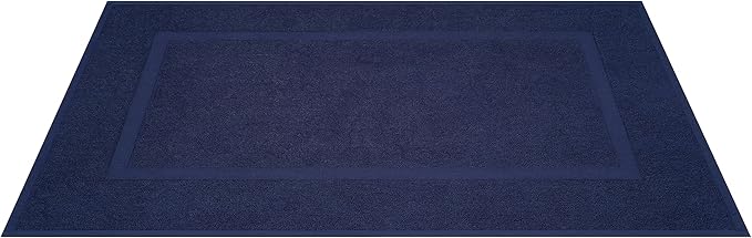 Cotton Paradise 100% Cotton Bath Mats for Bathroom Floor Set of 2 Pack, 20x34 Soft Absorbent Washable Quick Dry Tub Bathmat, Navy Blue Towel Bath Mat