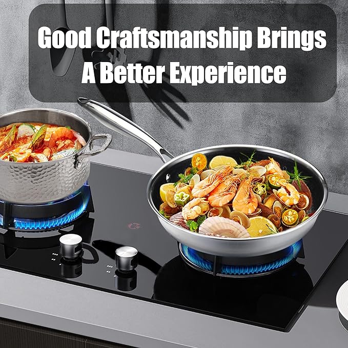 Vivicreate 20 Piece Stainless Steel Kitchen Cooking Pot Pots and Pan Pans Cookware Set Pots and Pans Hammered Design Induction Compatible Ollas de Acero Inoxidable