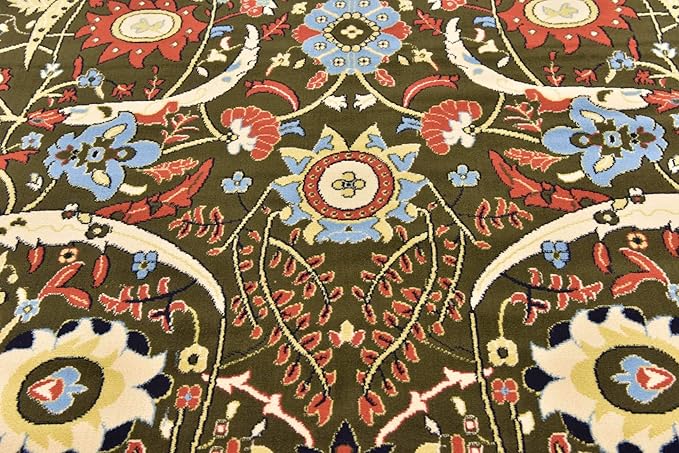 Unique Loom Espahan Collection Area Rug - Cape Cod (8'Square, Green/ Black)