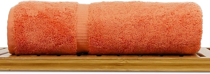 Luxury Hotel & Spa Collection Highly Absorbent, Quick Dry 100% Turkish Cotton 700 GSM, Eco Friendly Towel, for Bathroom Dobby Border Soft Bath Towel Set 27 X 54 (Coral, Bath Towels - Set of 2)