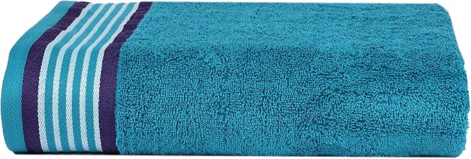CASA COPENHAGEN Designed in Denmark 550 GSM 2 Large Bath Towels 2 Large Hand Towels 2 Washcloths, Super Soft Egyptian Cotton 6 Towels Set for Bathroom, Kitchen & Shower - Violet Indigo & Teal Green
