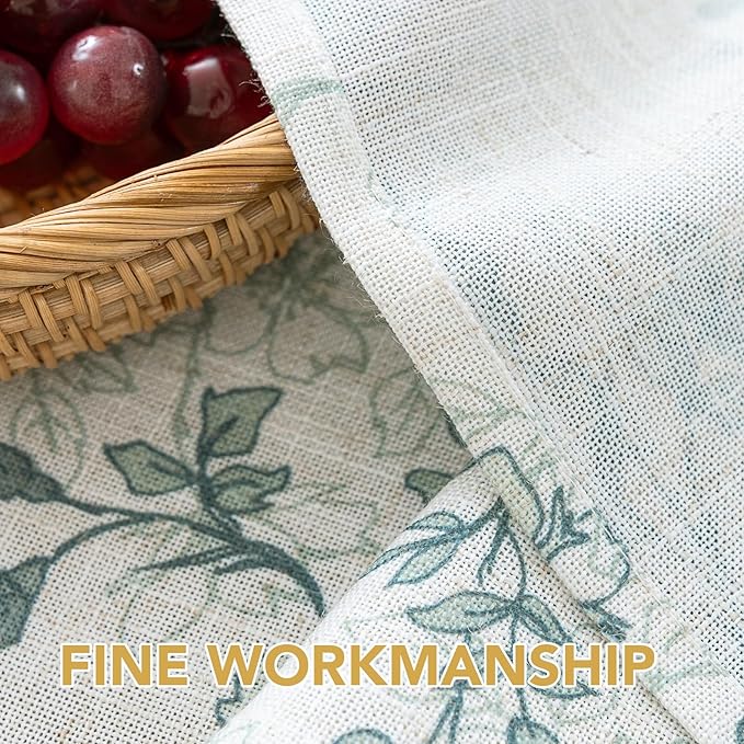 H.VERSAILTEX Linen Table Cloths Floral Printed Tablecloth Spill-Proof Waterproof Table Cover for Dining Buffet Feature Soft and Thick Fabric Wrinkle Free, 60 x 104 Inch, Retro Floral - Sage