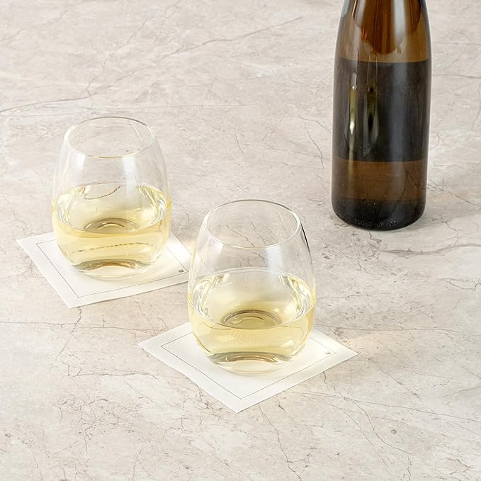 Restaurantware-Vetri 15 Ounce Wine Glasses, 24 Dishwashable Stemless Wine Glasses - No Lead, Durable, Clear Glass Cups, For Home, Bar, Or Restaurant, Serve Merlot, Chardonnay, Or Bordeaux