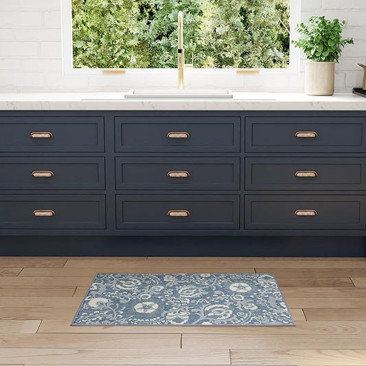 Nourison Home Aloha Blue 2'8" x 4' Area Rug - Easy Clean, Non Shedding, Bed Room, Living Room, Dining Room, Kitchen (3' x 4')