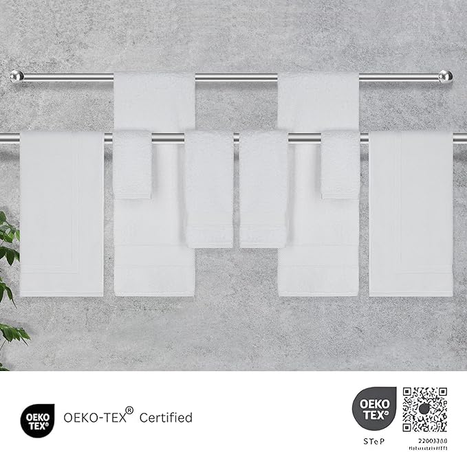 Towels Beyond - 8 Piece Luxury Towel Set, 100% Turkish Cotton, Includes 2 Bath Towels, 2 Hand Towels, 2 Washcloths & 2 Bath Mats, Highly Absorbent & Comfy Towels for Hotels & Spa | (White)