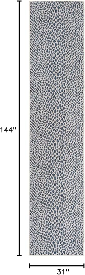 Unique Loom Outdoor Collection Area Rug - Cape Town (2' 7" x 12' Runner, Blue/ Olive)