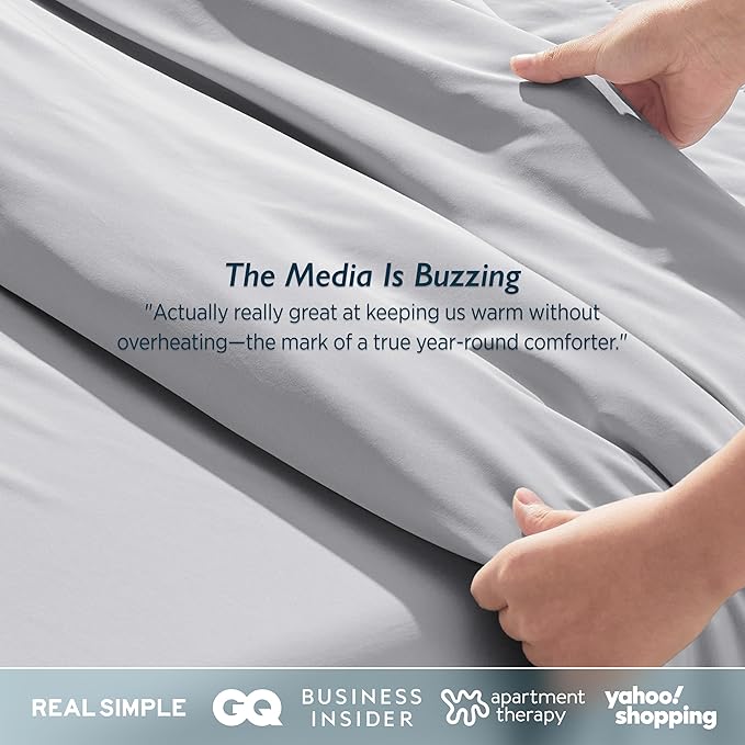 Breescape Cooling Comforter Queen Size - BlendTek™ Q-Max>0.46 Tech, Breathable Blanket for Hot Sleepers & Night Sweats Relief, Premium Lightweight Summer Bedding, 96x96 Inches, Misty Gray
