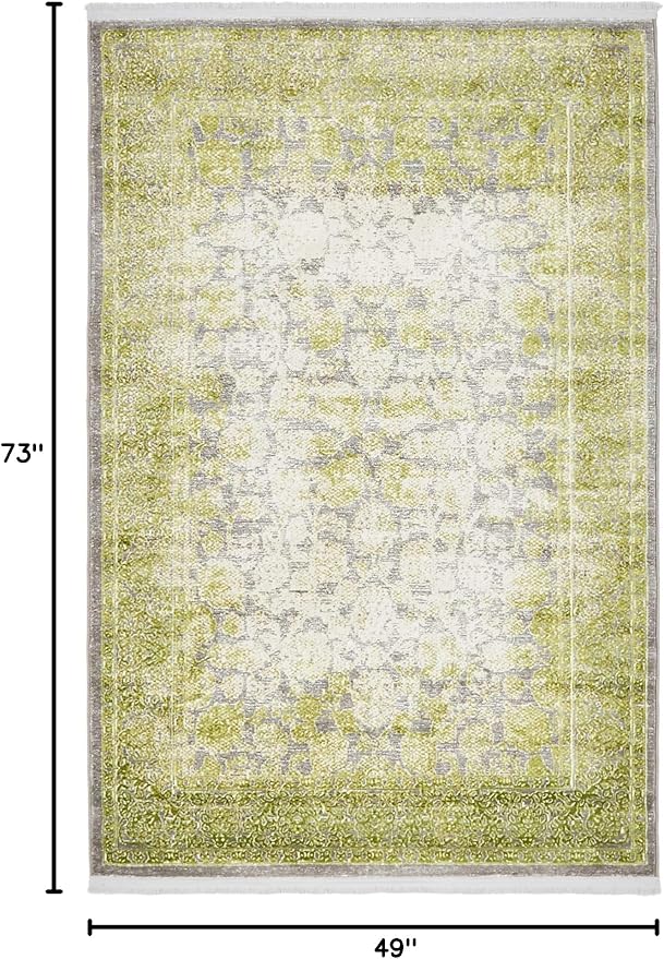 Unique Loom Traditional Classic Intricate Design with Distressed Vintage Detail, Area Rug, 4' 0 x 6' 0 Rectangular, Light Green/Gray