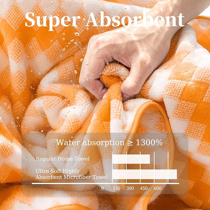 4 Piece Extra Large Bath Towel Set Oversized Bath Sheet 35"x70" Bathroom Towel Set Soft Highly Absorbent & Quick Dry Premium Bath Towel for Bathroom 600GSM Shower Towel Spa Gym Hotel,Orange