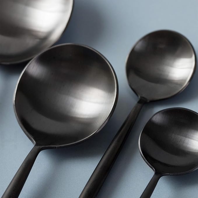 Homelux Theory 2 Sets of 5pc Matte Black 18/10 Stainless Steel Flatware, Stainless Steel Kitchen Utensils, Modern Utensils & Contemporary Flatware Set, Elegant Adaline Royal Forks Spoons Cutlery Set