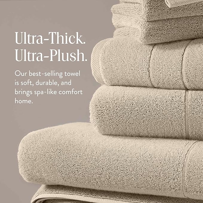 Brooklinen Super-Plush Turkish Cotton Bath Sheets - Set of 2 - Cotton, 820 GSM, Highly Absorbent, Machine Washable, Perfect for Home & Bathroom (40" x 65", Vanilla)