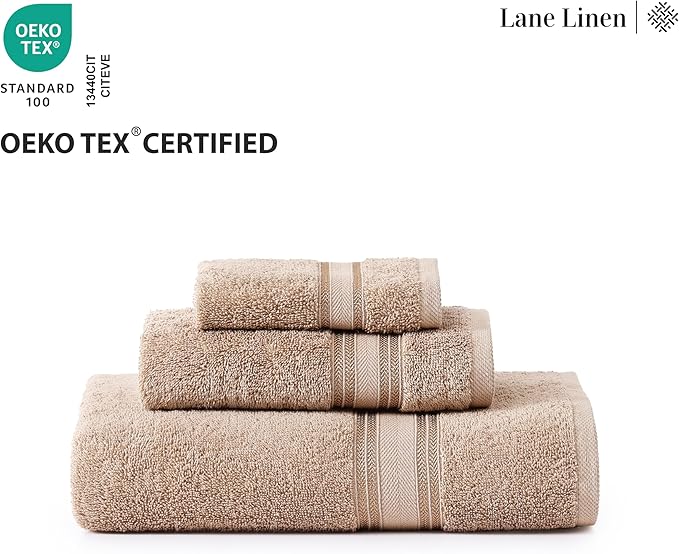 LANE LINEN Towel Sets for Bathroom - 12-Pack 100% Cotton Towels, Zero Twist, 4 Bath, 4 Hand & 4 Washcloths, Soft & Highly Absorbent, Premium Hotel & Spa-Quality Design, Easy to wash - Tapue