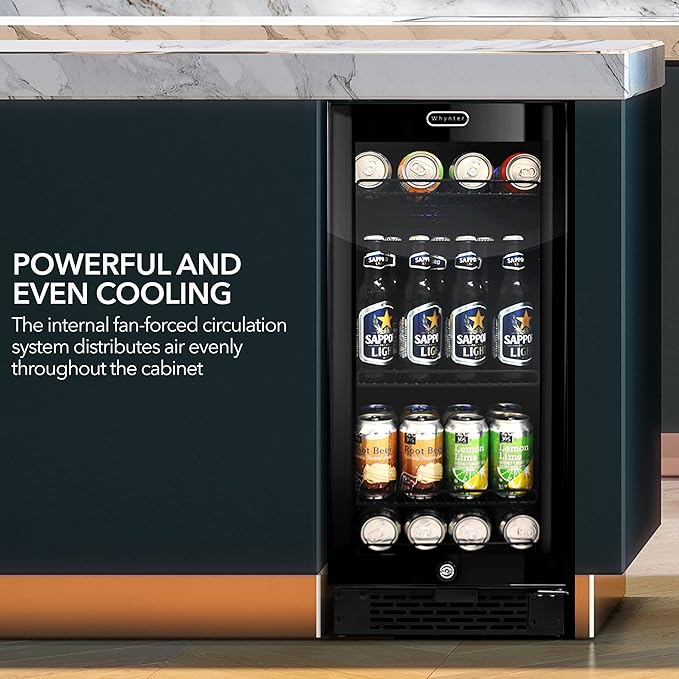 Whynter BBR-801BG Built Beverage Refrigerator and Cooler Mini Fridge with Glass Door with Lock, 3.0 Cubic Feet, Black, 100