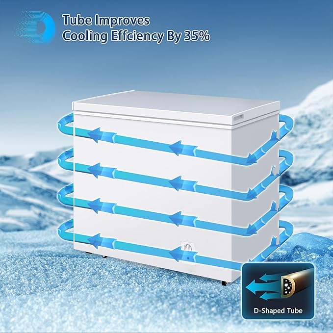 Large Chest Freezer,10.4 Cu.ft Deep Freezer FreeStanding Top Door Freezer with 8 Adjustable Thermostat (-11.2°F to 10.4°F) and Removable Basket, Universal Wheels, Manual Defrost for Garage, White