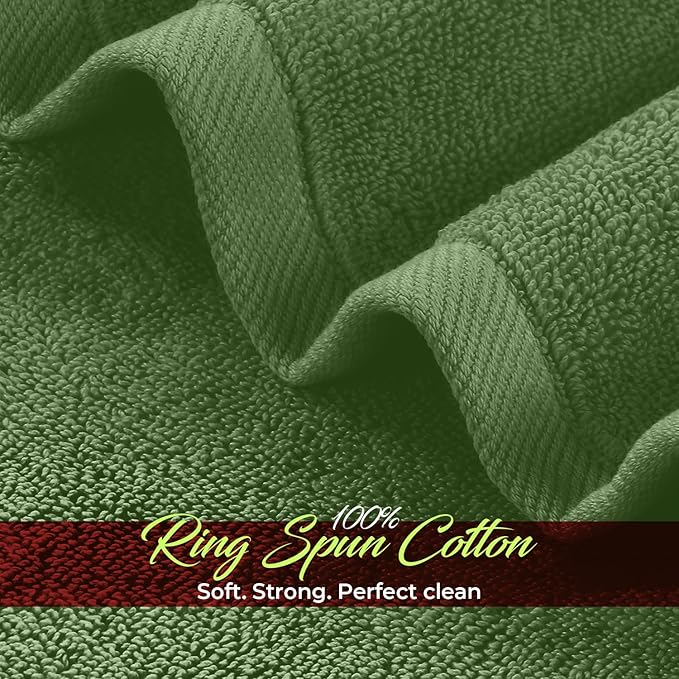 RIVERSIDE 12 Pack Washcloths - 12x12 Inches, 400 GSM, 100% Ring-Spun Cotton - Soft, Absorbent & Durable Face and Body Towels - for Bathroom, Spa, Gym, Makeup Removal & Everyday Use - Sage Green
