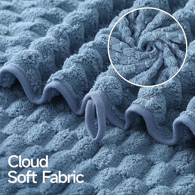 REDKISS Microfiber Bath Towels Set of 4-27x55 Inch Large Waffle Bath Towels for Body, Highly Absorbent, Super Soft, Lint Free Fluffy Shower Towel for Bathroom, Gym, Lightweight Towel Set Blue & Gray