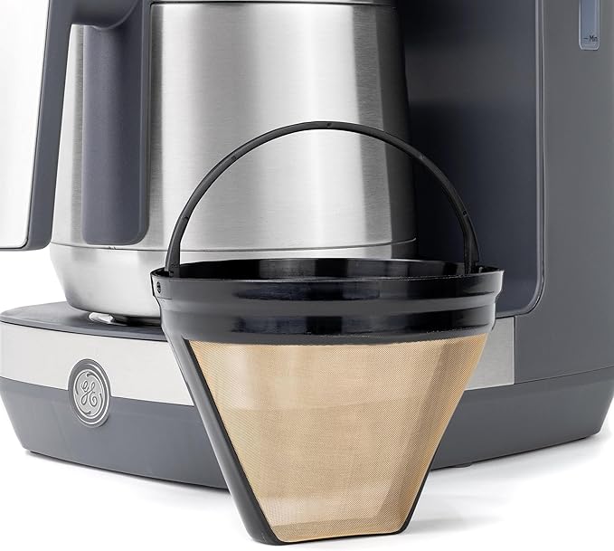 GE Drip Coffee Maker With Timer | 10-Cup Thermal Carafe Coffee Pot Keeps Coffee Warm for 2 Hours | Adjustable Brew Strength | Wide Shower Head for Maximum Flavor | Kitchen Essentials | Stainless Steel