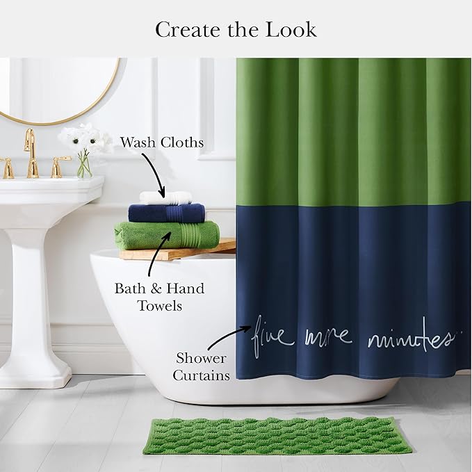 Kate Spade New York Dotted Woven Bath Rug, 21 in x 34 in, Absorbent Bath Mat, Slip Resistant, Made from 100% Cotton, Machine Washable, Green