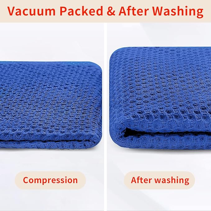 Homaxy 100% Cotton Waffle Weave Kitchen Dish Cloths, Ultra Soft Absorbent Quick Drying Dish Towels, 12 x 12 Inches, 6-Pack, Blueberry