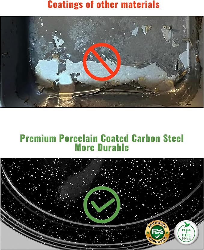 Roasting Pan with Lid & Rack 18 Inch Extra Large Deep Oven Baking Pot, Enamel Granite NonStick Oval Carbon Steel Potato Roaster Pot for Turkey Chicken Steak NonToxic Perfect for Christmas Party