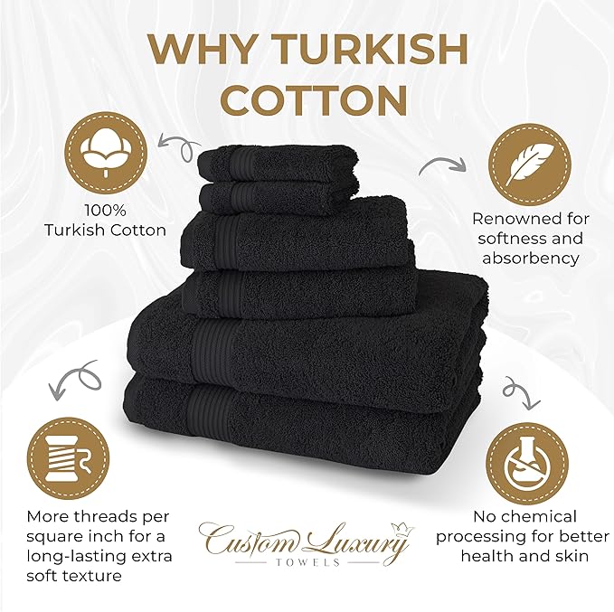 Monogrammed Hand Towels for Bathroom | Luxury Cotton Turkish Towels | Embroidered in USA | Set of 2 | Choose Set Color and Monogram Color | A - Z | Script Font