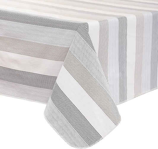 Walrus Heavy Duty Vinyl Tablecloth with Flannel Backing Waterproof Oil-Proof Plastic Table Cloth Stain-Resistant Wipeable Rectangle or Square Table Cover for Indoor and Outdoor (Line,54x54 Inch)