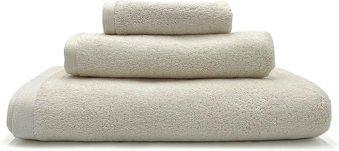 Lincoln & Palm 3 Piece Turkish Towels Set, Thick, Soft, Plush 700 GSM Spa & Hotel Quality, Silver Infused SILVERbac | Bath 58x30, Hand 30x16, Face Wash Cloth 13x13 (3 Piece Towel Set, Ivory)