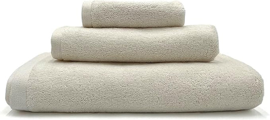 Lincoln & Palm 3 Piece Turkish Towels Set, Thick, Soft, Plush 700 GSM Spa & Hotel Quality, Silver Infused SILVERbac | Bath 58x30, Hand 30x16, Face Wash Cloth 13x13 (3 Piece Towel Set, Ivory)