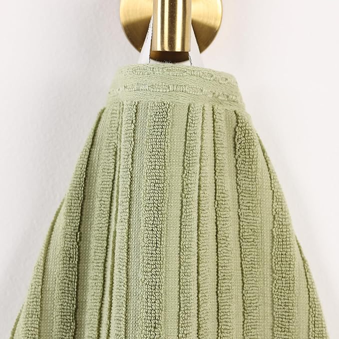 Cotton 8-Piece Solid and Ribbed Towel Set, Face Towels 13” x 13”, Hand Towels 16” x 28”, Bath Towels 27” x 54”, Sage by Superior